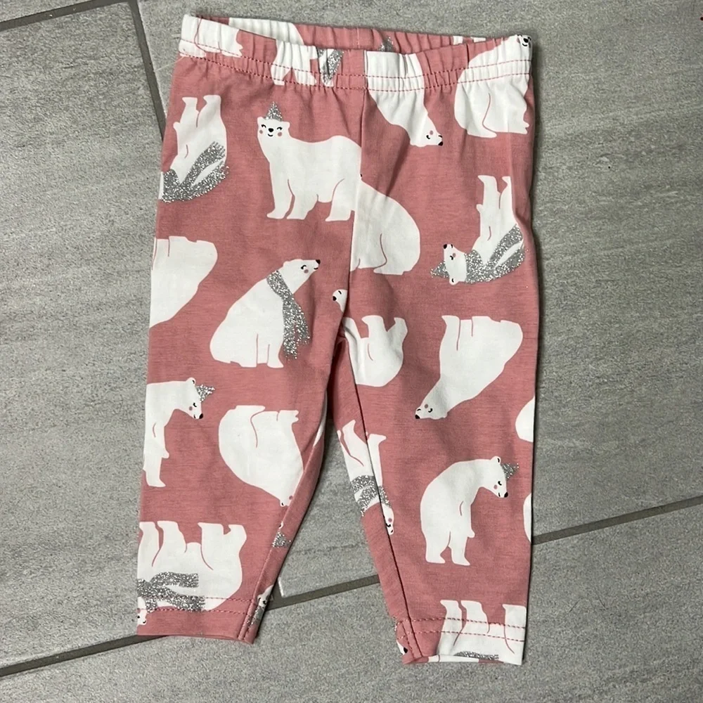 NWOT CARTER’S PINK & WHITE POlAR BEAR  LEGGINGS size 3 months